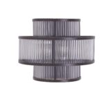 YATES Wall Light with three-tier design, fluted glass panels, and black iron frame.