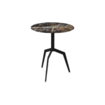 RAZOR Side Table with a marble top and black powder-coated stainless steel legs, ideal for modern and elegant interiors.