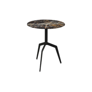 RAZOR Side Table with a marble top and black powder-coated stainless steel legs, ideal for modern and elegant interiors.