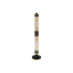 Modern cylindrical floor lamp made of solid brass and glass with a black and brushed brass finish. Features integrated dimmer and 4 E27 sockets.