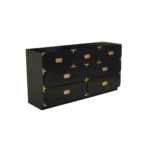 AXEL Chest in black mango wood with seven drawers, gold-finished hardware, and a refined design for elegant storage.