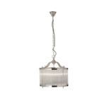 ROSS Pendant with reflective nickel frame and clear glass strips, a luxurious and elegant drum-shaped pendant light.