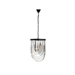 ARDEN Large Pendant light with black iron frame and cascading crystal lines, perfect for Boutique-inspired interiors.