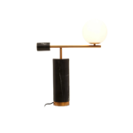 EVAN Table Lamp with white glass shade, black marble base, and gold-tone metal detailing, ideal for modern interiors.