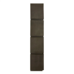 HARVEY Shelf Unit with distressed silver iron frame, dark grey concrete compartments, and crisp white interiors – a modern industrial storage display.