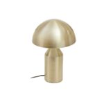 VARIO Table Lamp in gold finish with a geometric design featuring a cone, hemisphere, and cylinder.