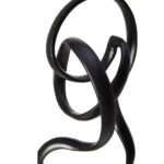 MARCA Knot Sculpture with abstract black metal knot and white marble block base, offering a modern and luxurious statement for contemporary interiors.