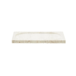 ORO Travertine Tray featuring a rectangular shape with natural variations in earthy tones of white, tan, cream, and rust.