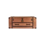 JONO Trunk with copper finish, dark brown faux leather details, brass-colored studs, and ornate metal key lock.