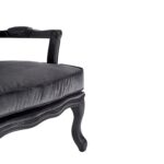 MARVIN Lounge Chair and footstool set in dark grey velvet with a black painted wooden frame.