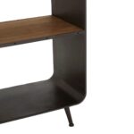 CLAYTON Shelf Unit with distressed finish, arched top, and angled legs for an industrial yet modern design.