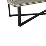 MARS Coffee Table with natural buffalo bone inlaid tabletop and black metal lattice base, showcasing modern artisanal design.