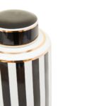 SETH Large Jar with black, white, and gold stripes on ceramic, a bold and elegant decorative piece for contemporary interiors.