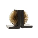 OTIS Bookends with gold starburst design and black marble bases, adding modern sophistication to your home or office.