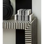 BLIX Trinket Box Set with white boxes featuring black geometric diamond patterns and removable lids for stylish storage.