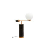 EVAN Table Lamp with white glass shade, black marble base, and gold-tone metal detailing, ideal for modern interiors.