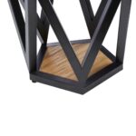 EVAN Side Table with clear pentagonal glass top and black geometric metal frame for a stylish modern look.