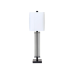 EDEN Table Lamp with ribbed glass rods, a matte black metal base, and an ivory shade, offering timeless elegance for modern interiors.