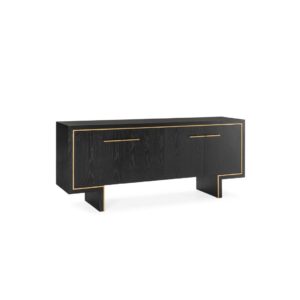 VERANI Black Ash Veneer Sideboard with gold accents, featuring spacious storage and a sleek, modern design.