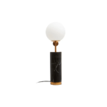 EVAN Table Lamp with white glass shade, black marble base, and gold-tone metal detailing, ideal for modern interiors.