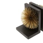 OTIS Bookends with gold starburst design and black marble bases, adding modern sophistication to your home or office.