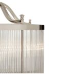 ROSS Pendant with reflective nickel frame and clear glass strips, a luxurious and elegant drum-shaped pendant light.