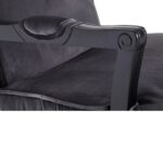 MARVIN Lounge Chair and footstool set in dark grey velvet with a black painted wooden frame.