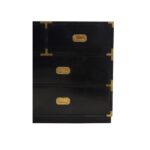 AXEL Chest in black mango wood with seven drawers, gold-finished hardware, and a refined design for elegant storage.