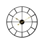 QUINN Clock with black metal skeleton frame and gold-tone spade hands, a bold oversized wall clock for modern interiors.