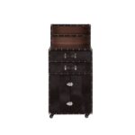 EMORY Drinks Cabinet with genuine leather exterior, iron base, and versatile storage for drinks and barware.