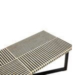 MARS Coffee Table with natural buffalo bone inlaid tabletop and black metal lattice base, showcasing modern artisanal design.