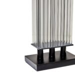 EDEN Table Lamp with ribbed glass rods, a matte black metal base, and an ivory shade, offering timeless elegance for modern interiors.