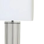 EDEN Table Lamp with ribbed glass rods, a matte silver metal base, and an ivory linen shade, offering timeless elegance for modern interiors.