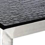 CALEB Coffee Table with mirrored top, crocodile black leather-effect detail, and robust steel construction.