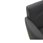 GRANT Armchair with grey leather-effect upholstery and chrome base, perfect for modern living rooms or office spaces.