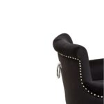 LEWIS Dining Chair upholstered in black velvet with buttoned back, silver stud accents, ring-back detail, scrolled armrests, and black rubberwood legs.