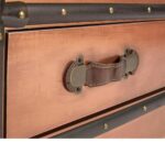 JONO Trunk with copper finish, dark brown faux leather details, brass-coloured studs, and ornate metal key lock.