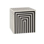 VOSS Large Box with bold striped pattern, wooden construction, and resin coating, ideal for storage and decoration.