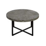 TRENT Coffee Table with black metal base and bone inlay tabletop for modern interiors.