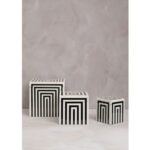 VOSS Large Box with bold striped pattern, wooden construction, and resin coating, ideal for storage and decoration.