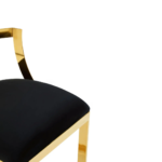 GADA Black Barstool with black velvet seat, gold stainless steel frame, and curved backrest, perfect for modern interiors.