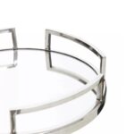 BARON Silver Tray with a stainless steel frame, silver finish, and mirrored center for a sleek, modern look.
