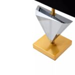 CAVALIER Table Lamp with smoked crystal geometric base, gold metal frame, and black shade, perfect for modern interiors.