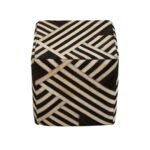 Black and white abstract leather LYLE Pouffe for modern interiors, versatile and stylish.