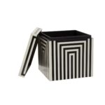 VOSS Large Box with bold striped pattern, wooden construction, and resin coating, ideal for storage and decoration.