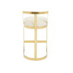 GADA White Barstool with ivory velvet seat, gold stainless steel frame, and curved backrest, ideal for modern and minimalist interiors.