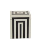 VOSS Small Box with striped black and white pattern, compact design for organizing trinkets and decorative use.