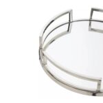 BARON Silver Tray with a stainless steel frame, silver finish, and mirrored center for a sleek, modern look.