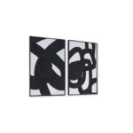 KNOLL Oil Painting Set with black abstract circle patterns on a white surface, perfect for mid-century or modern wall decor.