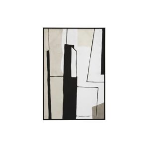 LOGAN Wall Painting with two-tonal black and grey abstract design, textured brushstrokes, and a sleek rectangular frame for modern interiors.